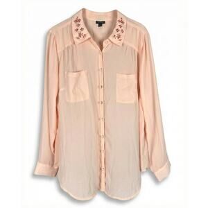 Torrid Womens 2X‎ Dainty Coquette Embellished Collar Career Georgette Blouse Top